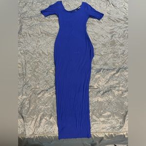 Long Blue Maxi Dress with Long Slit